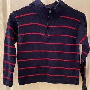 Busy Bees Kids Zip Breton Sweater Striped Navy Blue Red Cotton Boys Size 10
